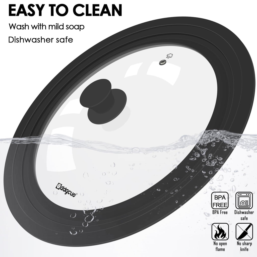 2 Pcs Universal Silicone Tempered Glass Pan Lids Dishwasher Safe U5441