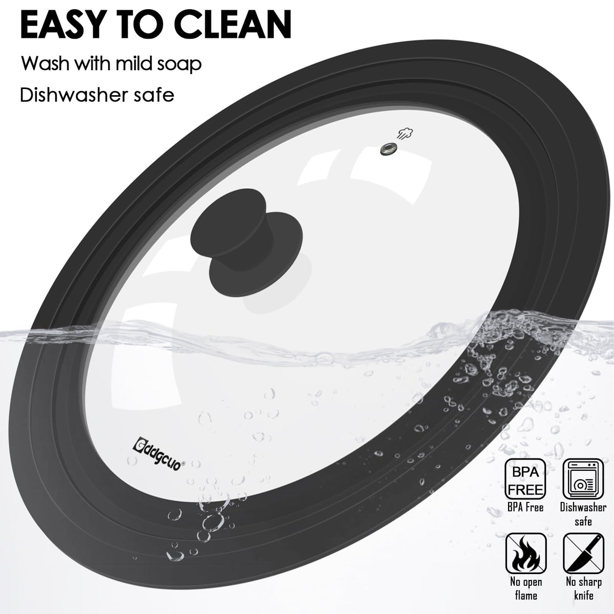 2 Pcs Universal Silicone Tempered Glass Pan Lids Dishwasher Safe U5441