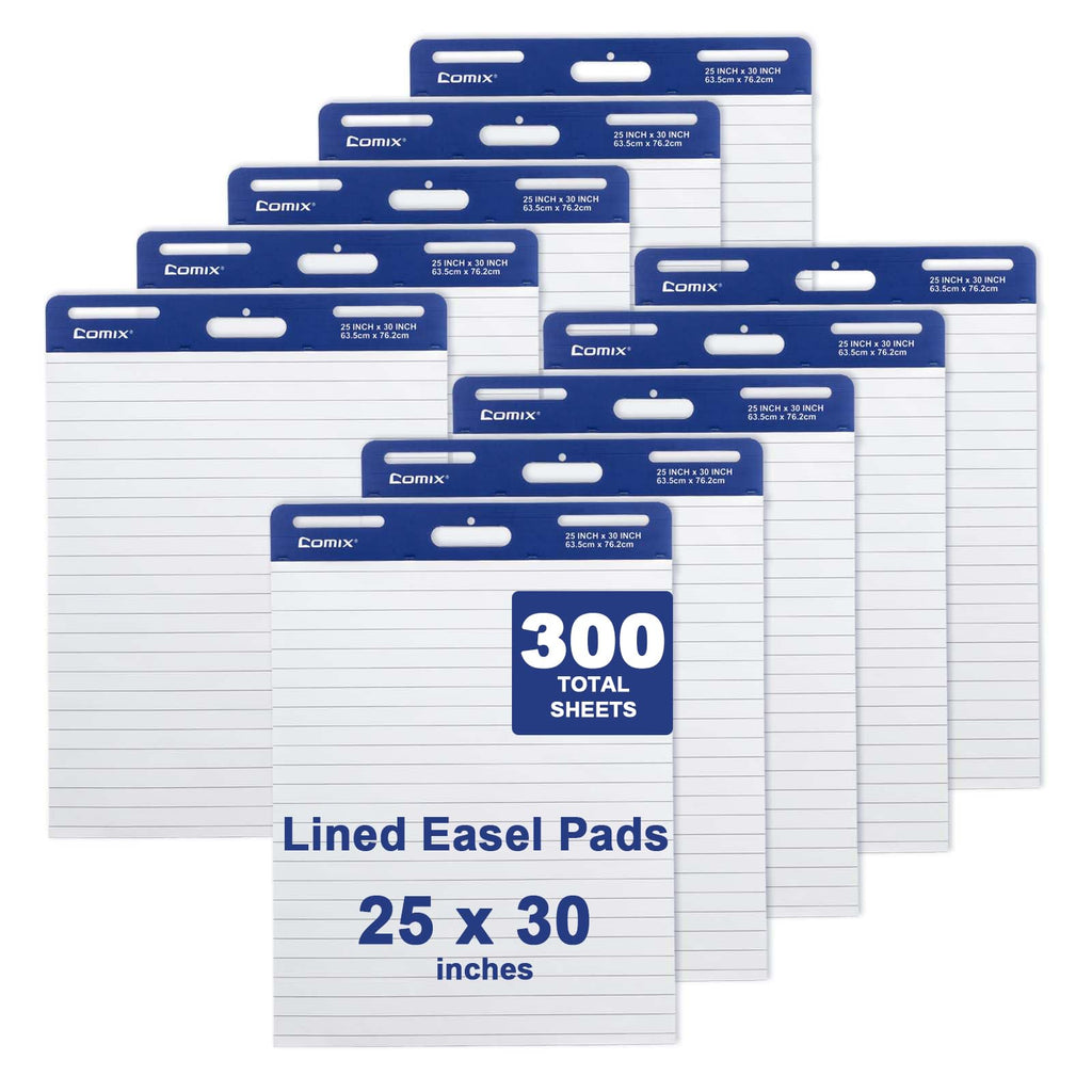 Lined Sticky Easel Pad, 25 x 30 In Flip Chart, 30 Sheets/Pad, 10 Pads O922261