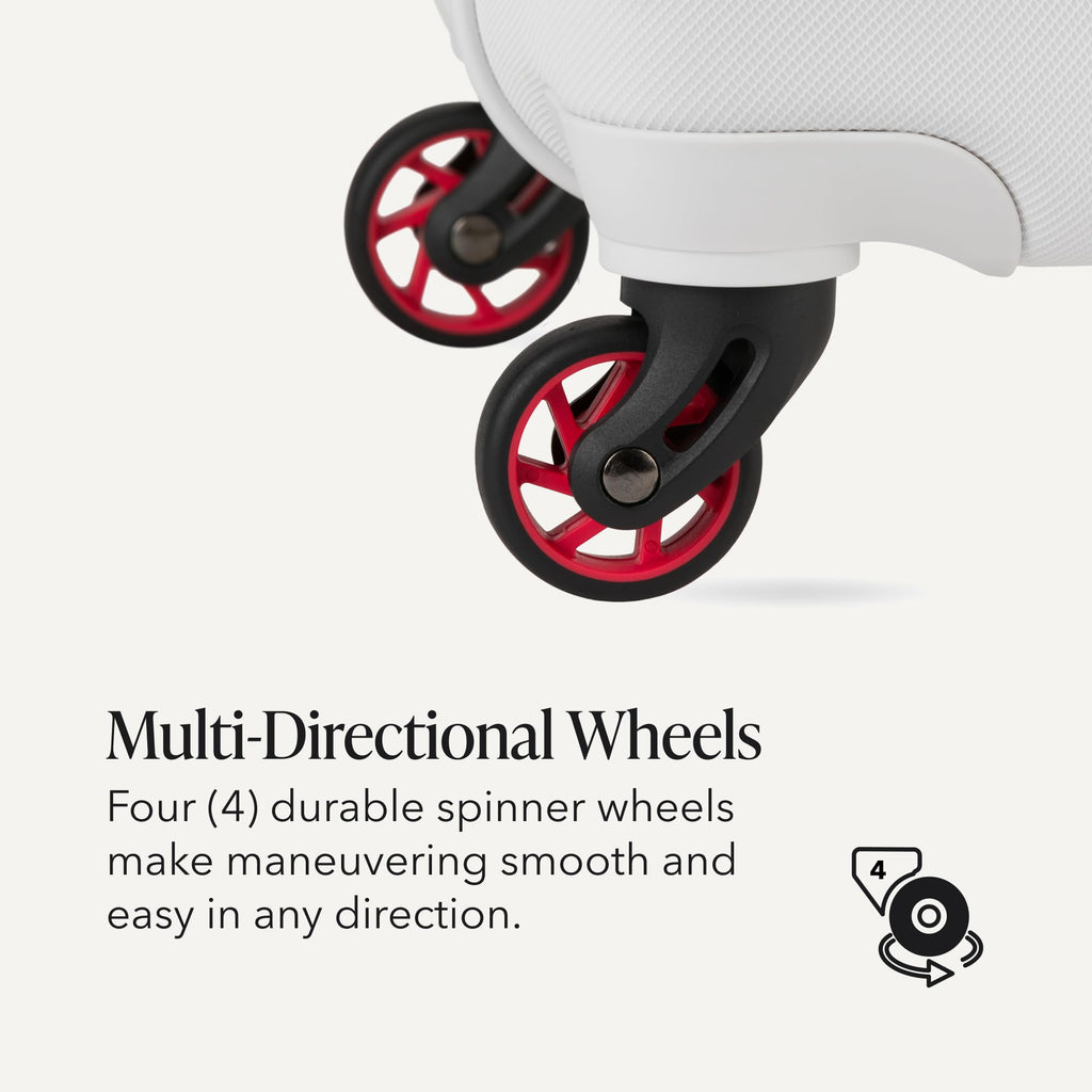 White 19-Inch Hardside Expandable Carry-On Spinner Luggage T698397