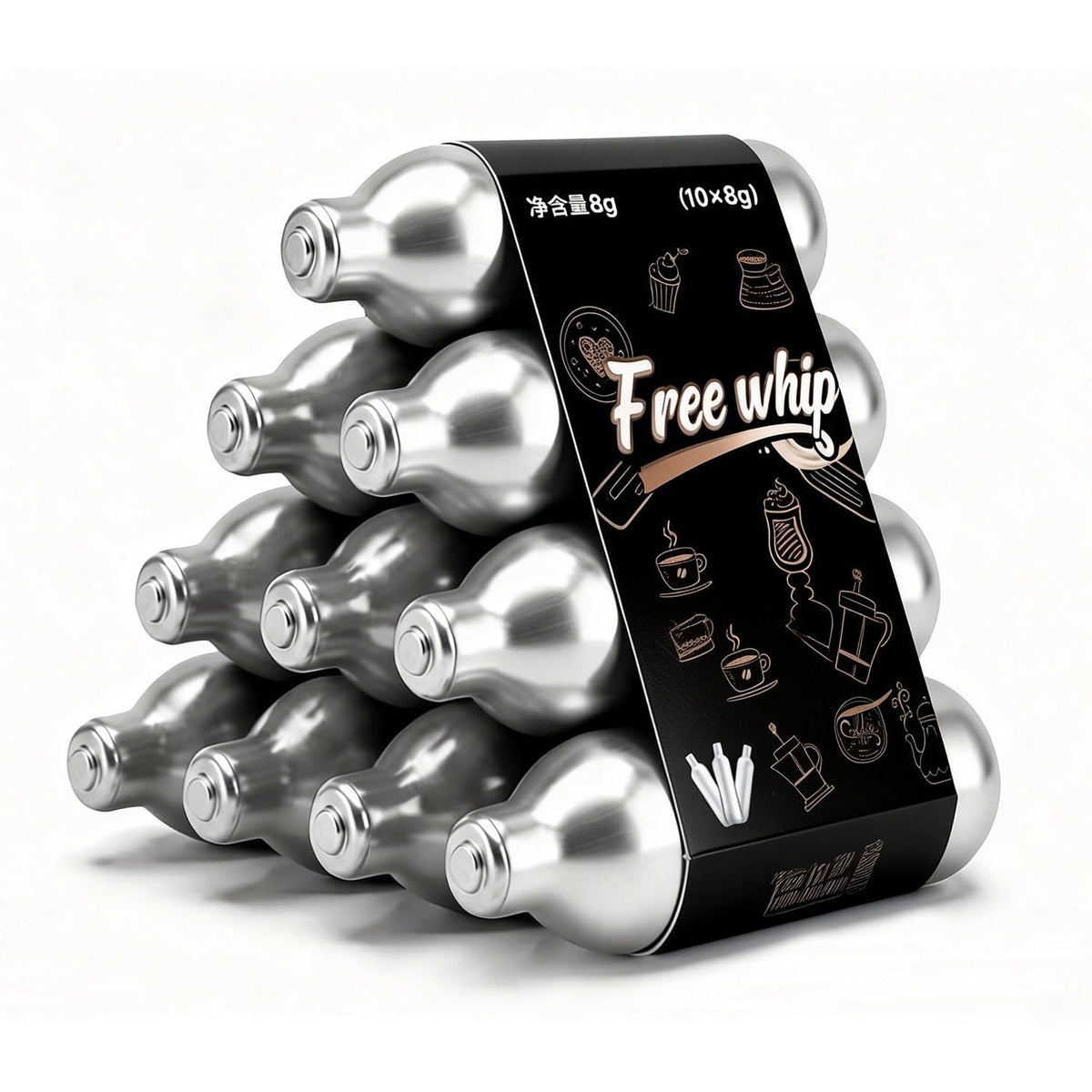 Whipped Cream Chargers 8g Food-Grade 10-pack M424225