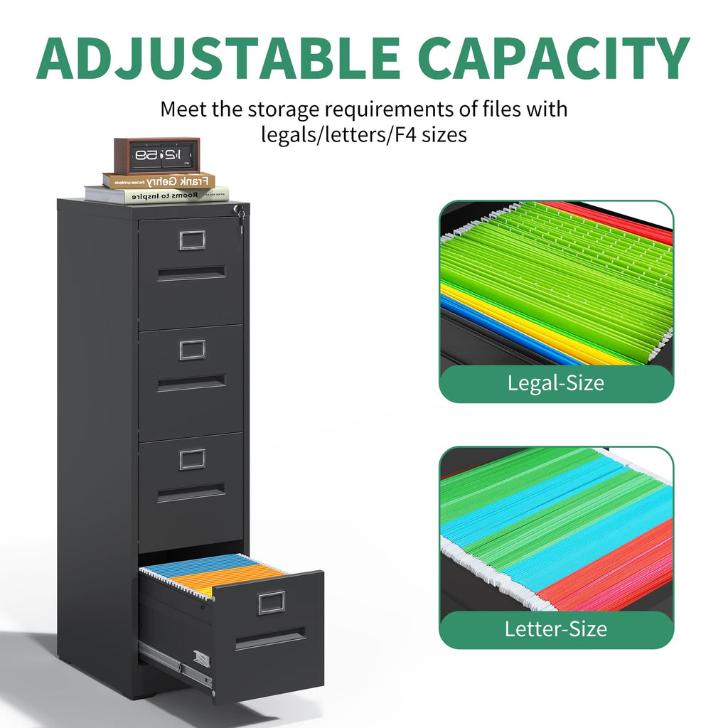 Black 4 Drawer Steel File Cabinet with Lock Z84874