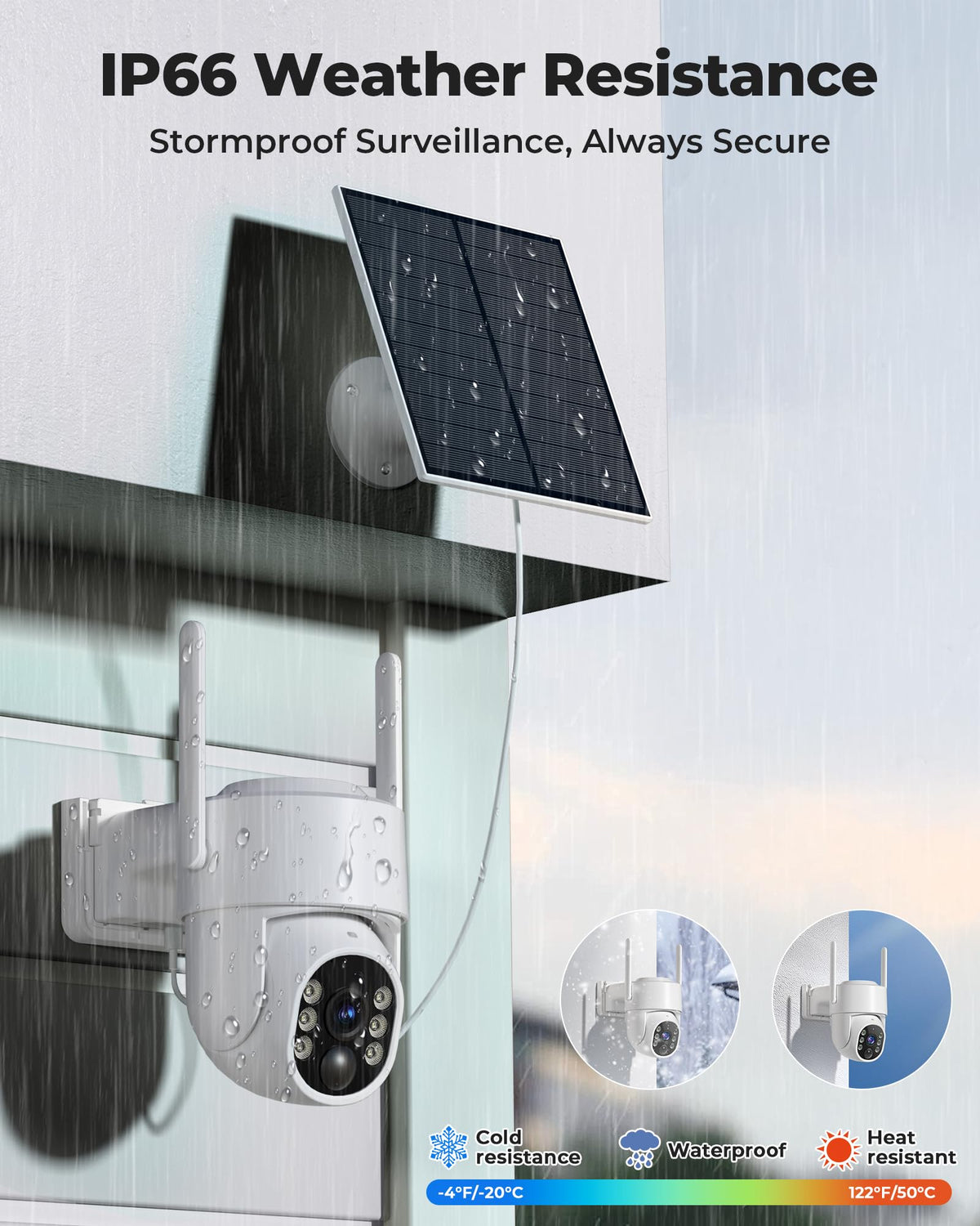 4MP Solar Powered Wireless Security Camera System with Color Night Vision T556361