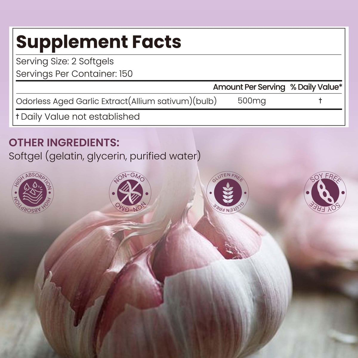 Aged Garlic Extract Softgels 10000mg 300 Count J93912