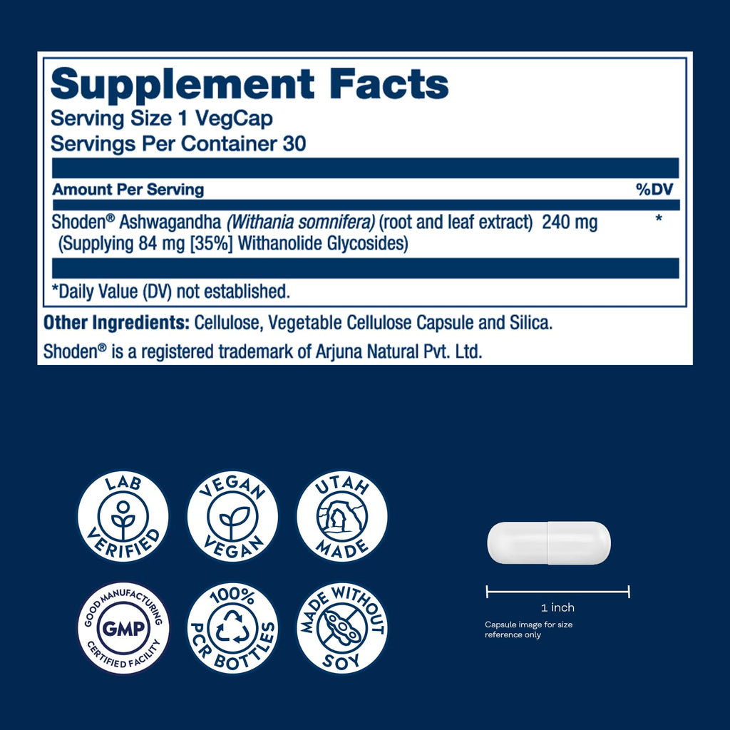 Ashwagandha Root and Leaf Extract 240 mg Vegan Capsules O314