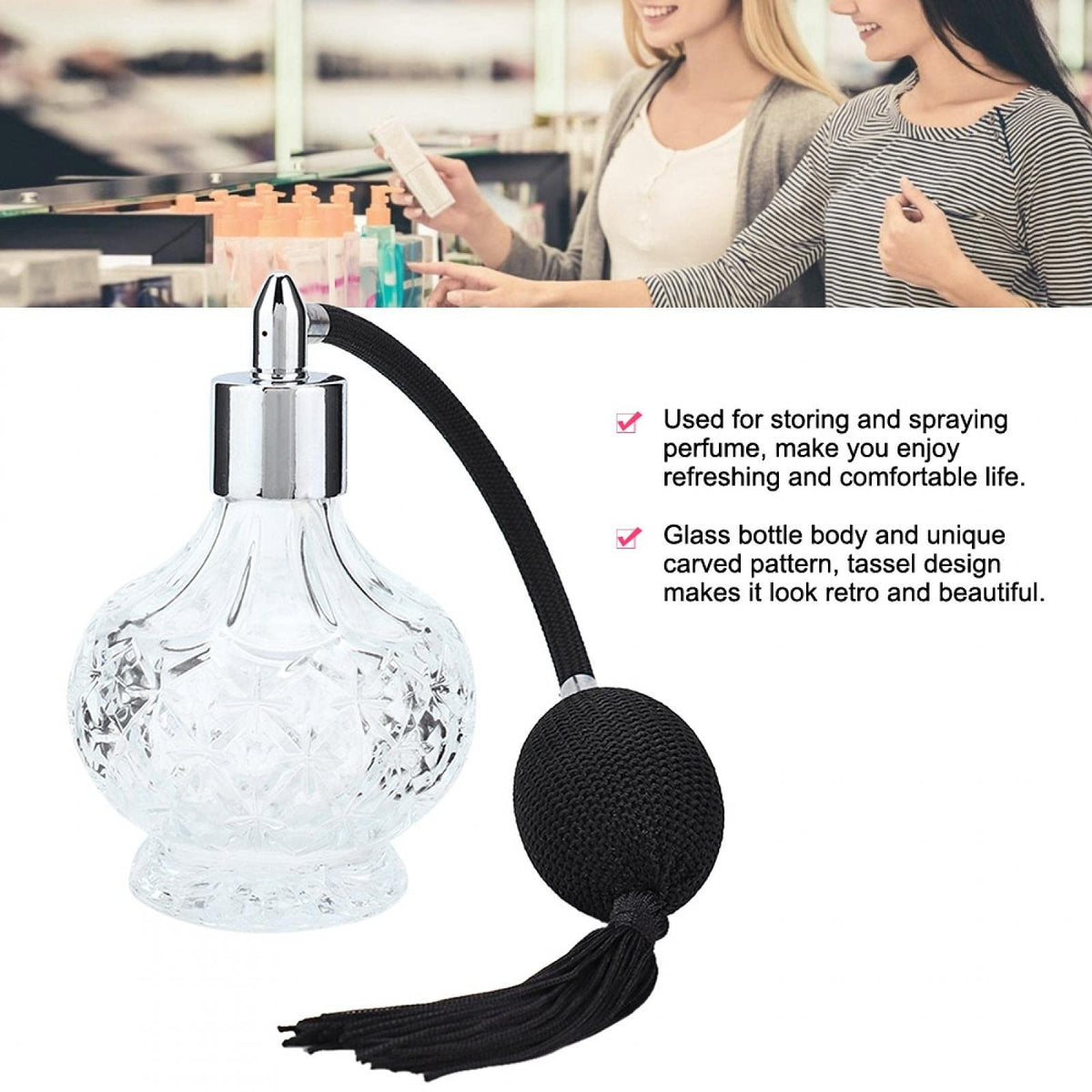 Refillable Glass Perfume Bottle with Tassel Q1359