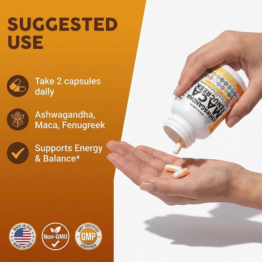 Ashwagandha Maca Root Fenugreek Tongkat Ali Ginseng Capsules B32830
