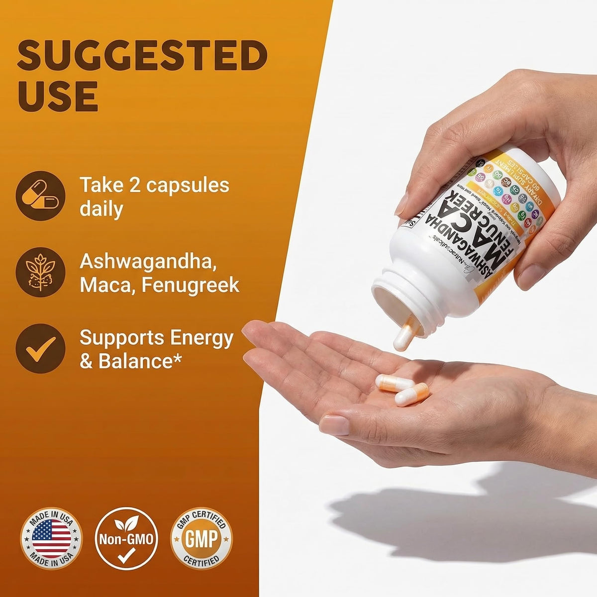 Ashwagandha Maca Root Fenugreek Tongkat Ali Ginseng Capsules B32830