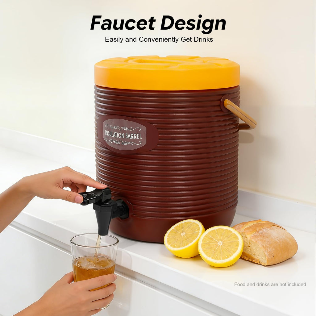 Insulated Beverage Dispenser 3.43gal Stainless Steel Portable Water Jug V8777