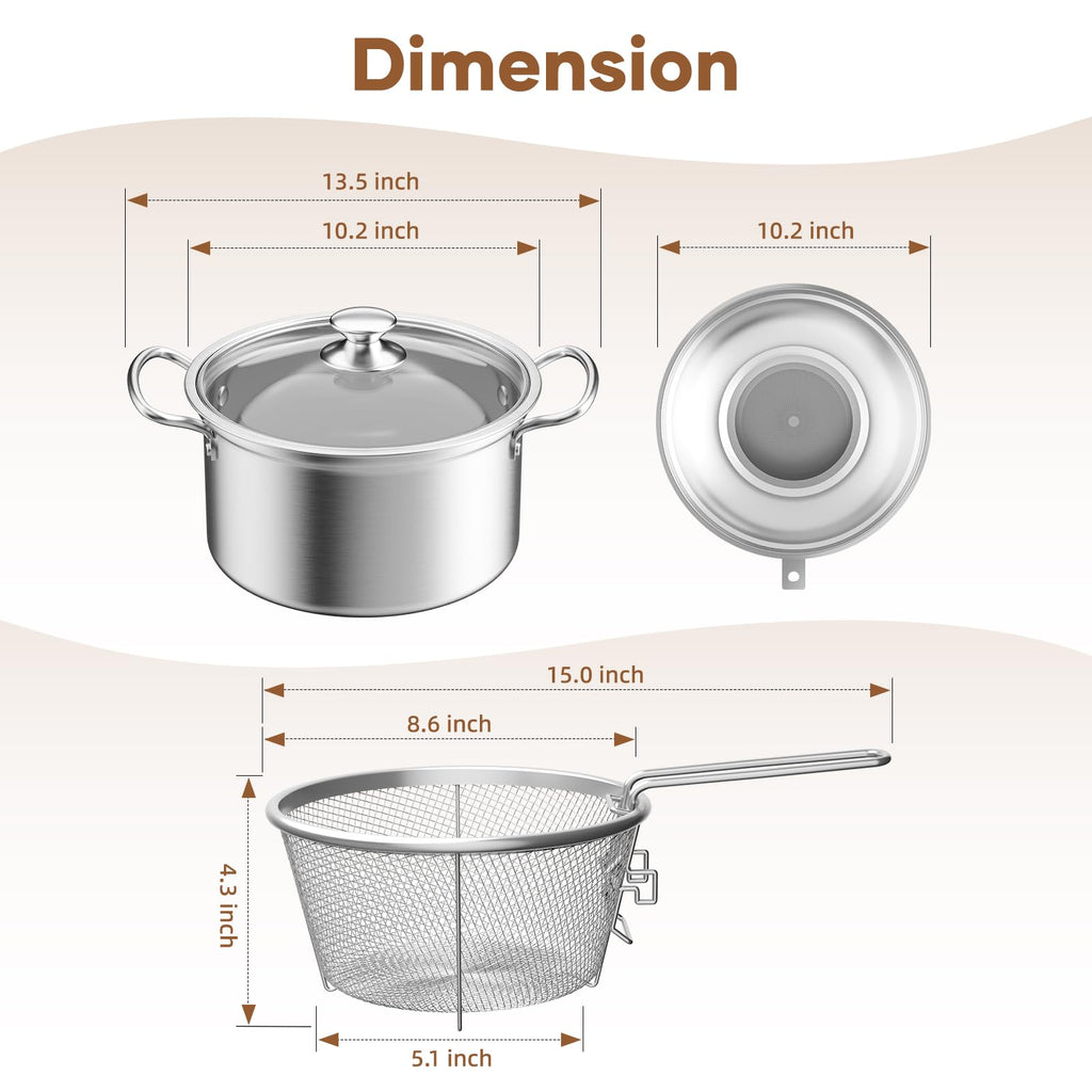 Deep Fryer Pot with Basket 6.3QT J6496