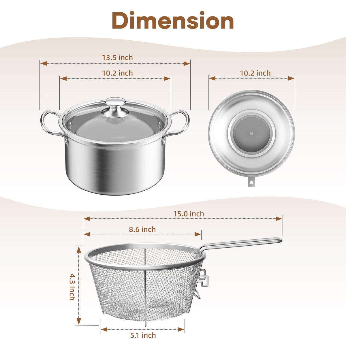 Deep Fryer Pot with Basket 6.3QT J6496