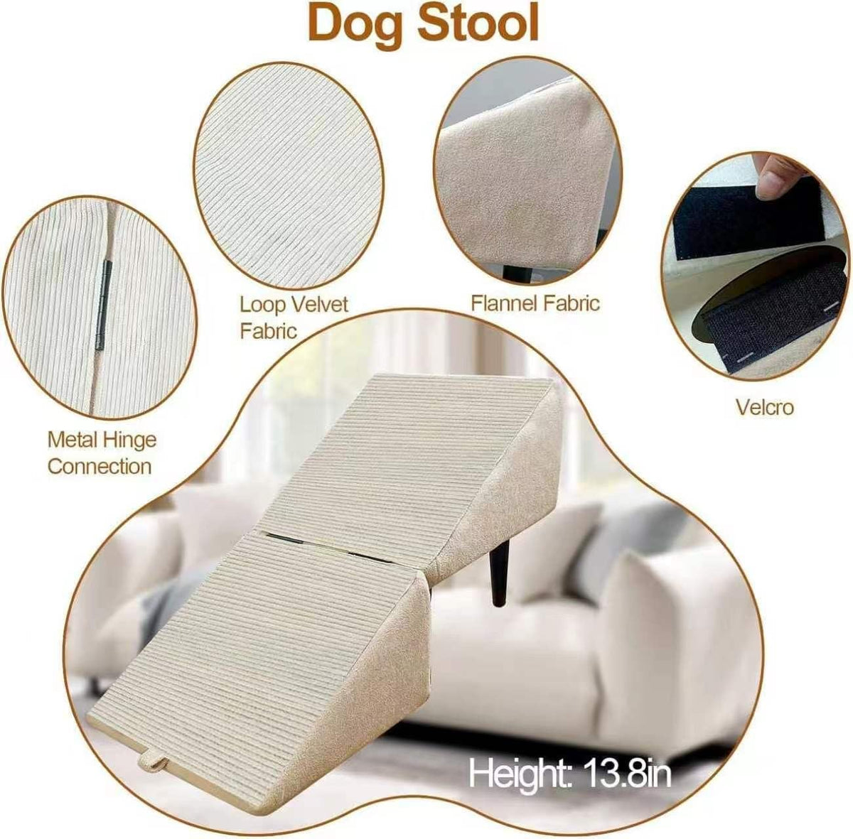 Foldable Dog Ramp Convertible Dog Steps Ottoman B6247