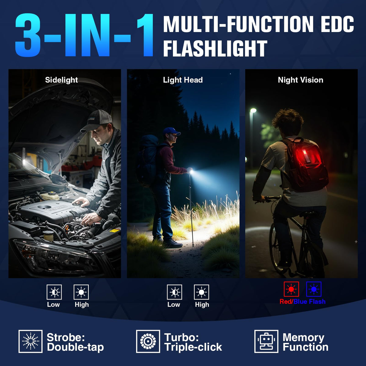 Flat EDC Rechargeable Flashlight with Magnetic Base & Clip W90317