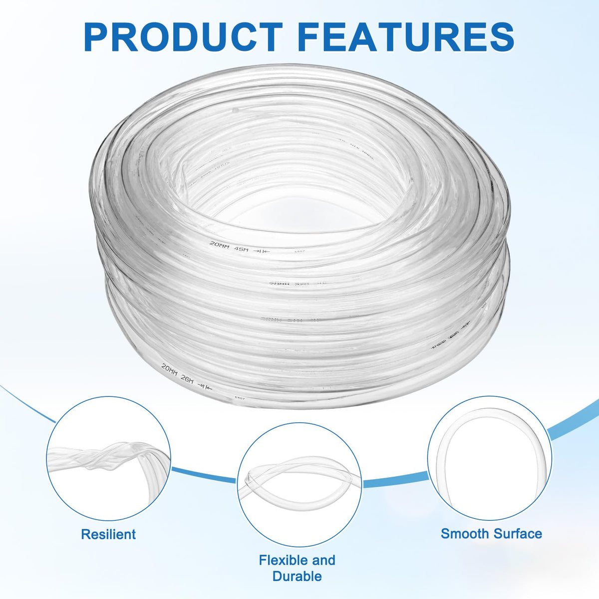 Clear 3/4" ID x 1" OD 100ft Flexible Vinyl Tubing J803884
