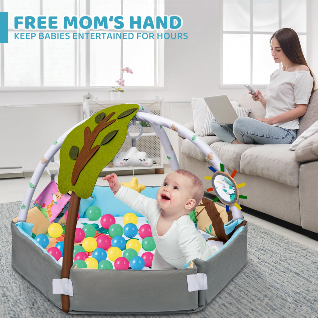 8-in-1 Tummy Time Play Mat & Ball Pit with 6 Toys P53603