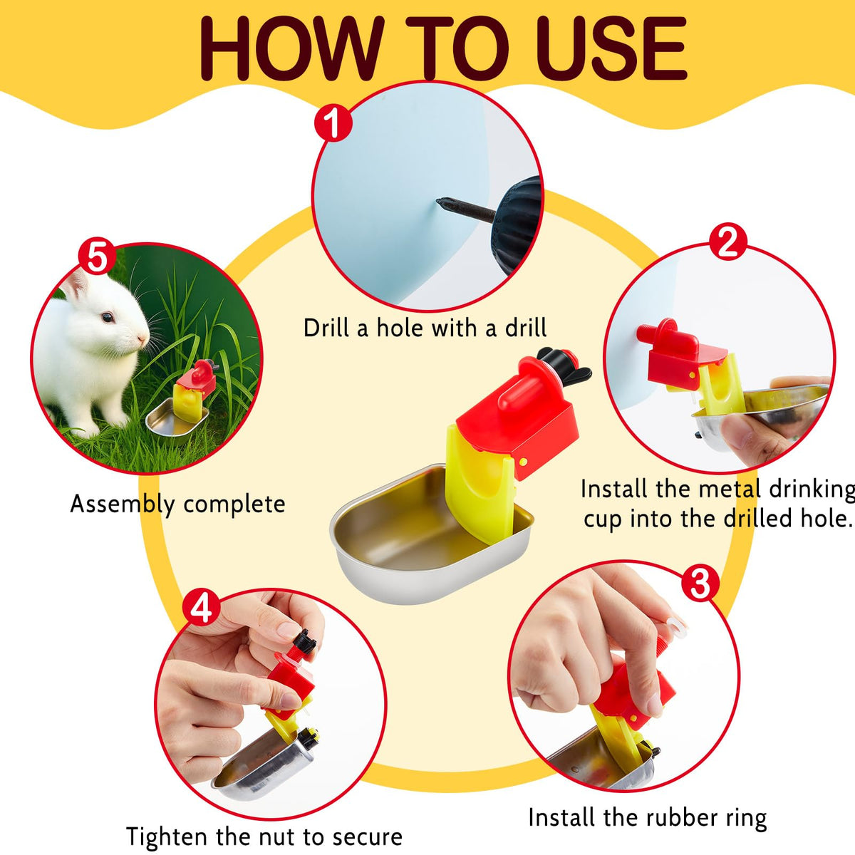 8 Pack Stainless Steel Auto Fill Chicken Waterer Cups Q949578