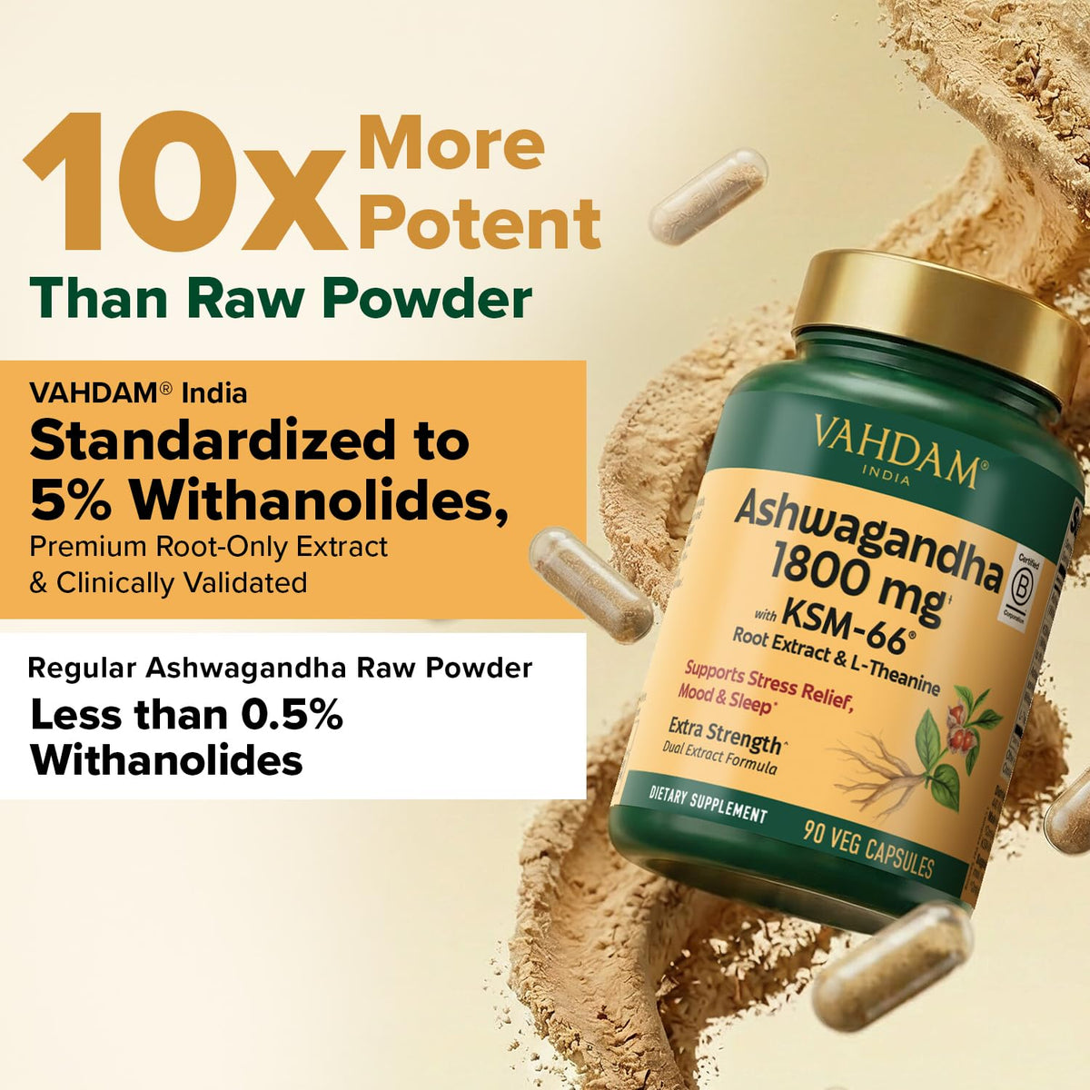 Ashwagandha Supplement 1800mg 90 Capsules S71335