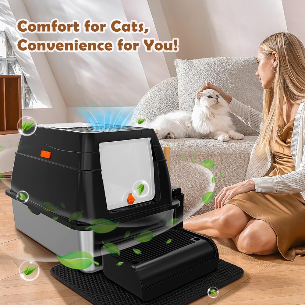 XL Stainless Steel Cat Litter Box with Lid A834378