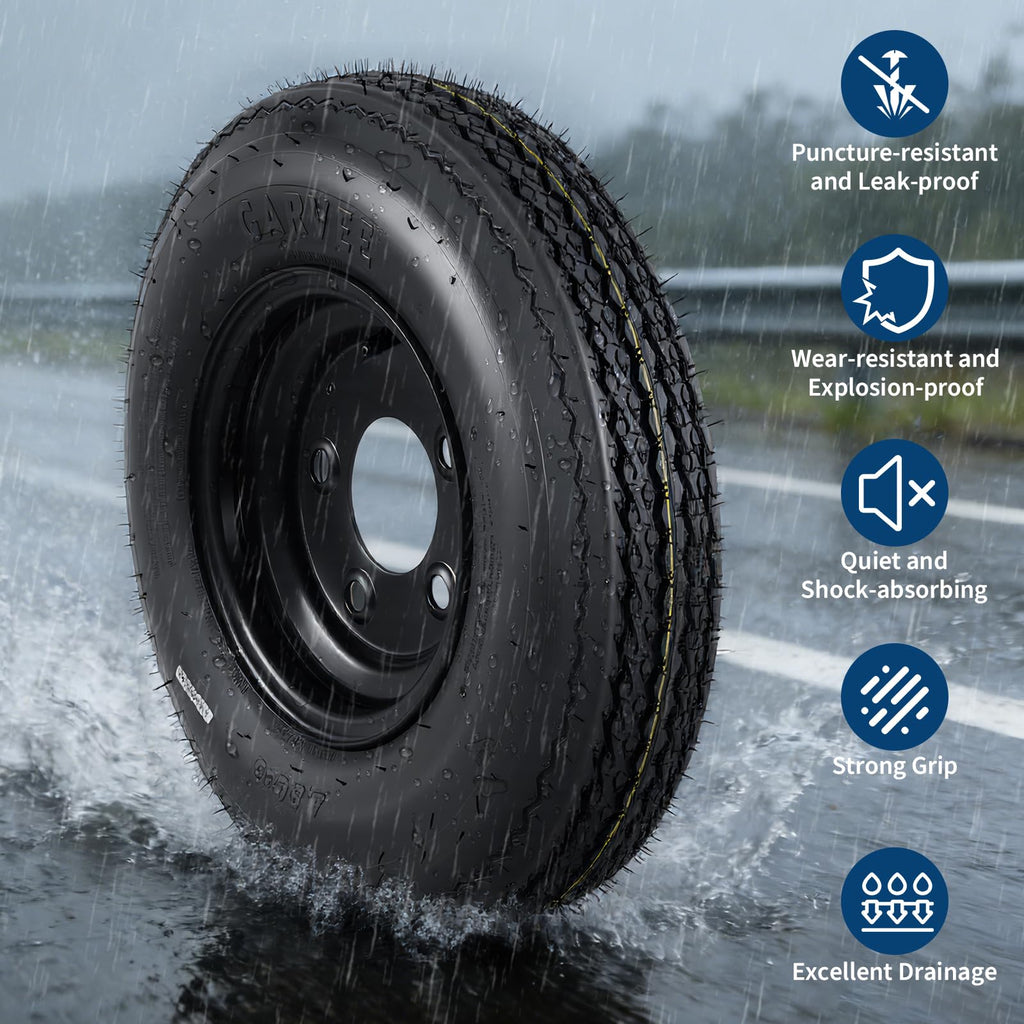 2-Pack Trailer Tire on Rim 4.80-8 4 Lug Black N8783