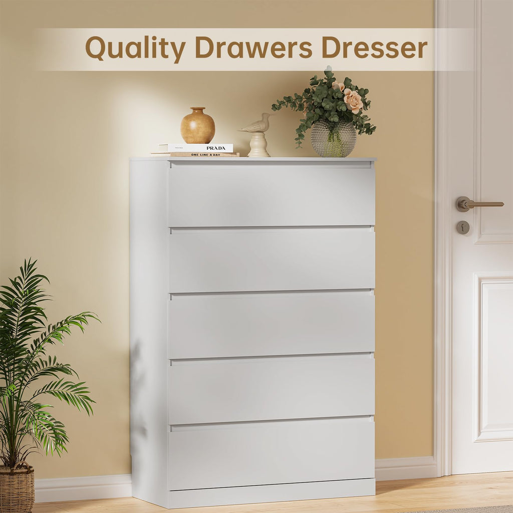 White 5 Drawer Dresser X3547