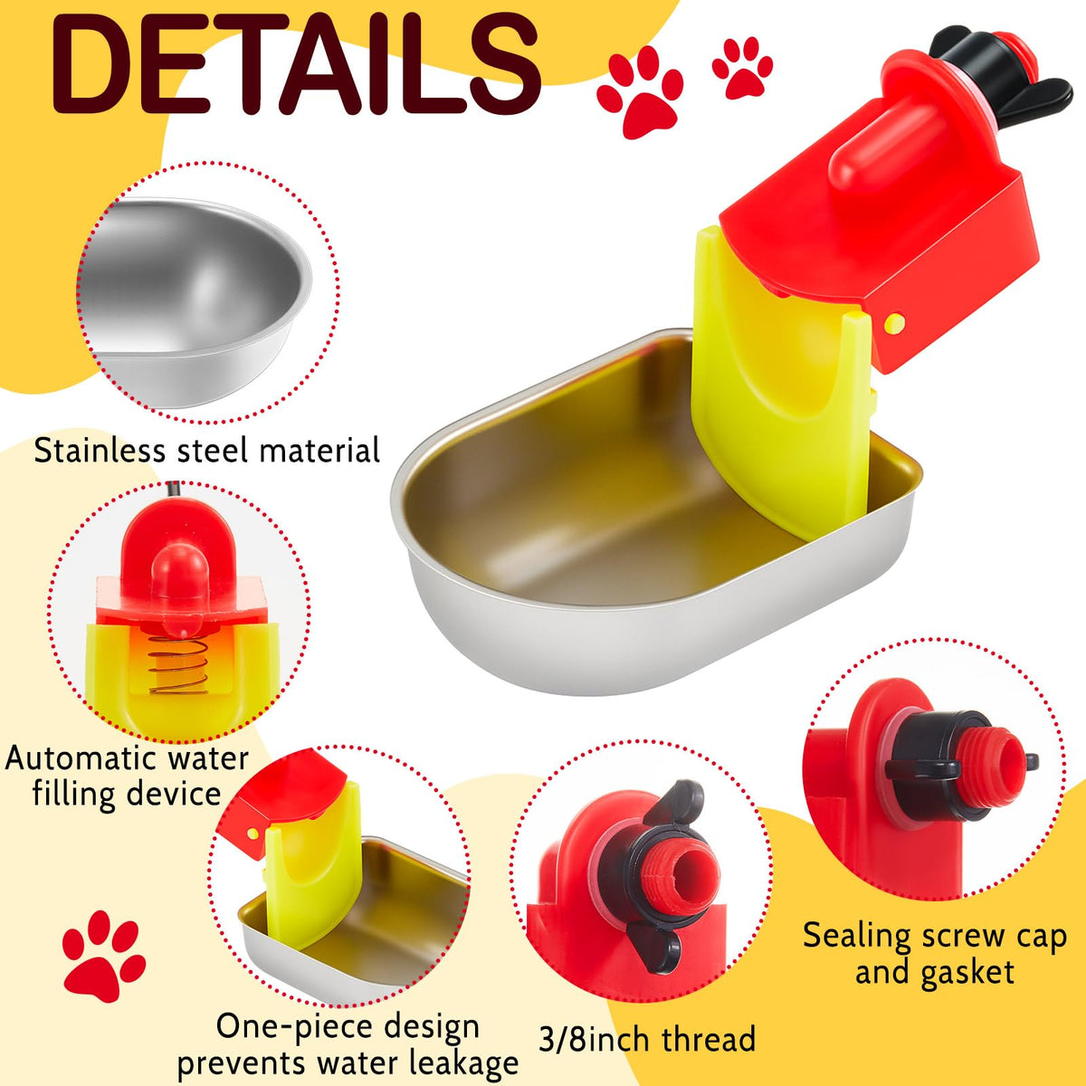 8 Pack Stainless Steel Auto Fill Chicken Waterer Cups Q949578