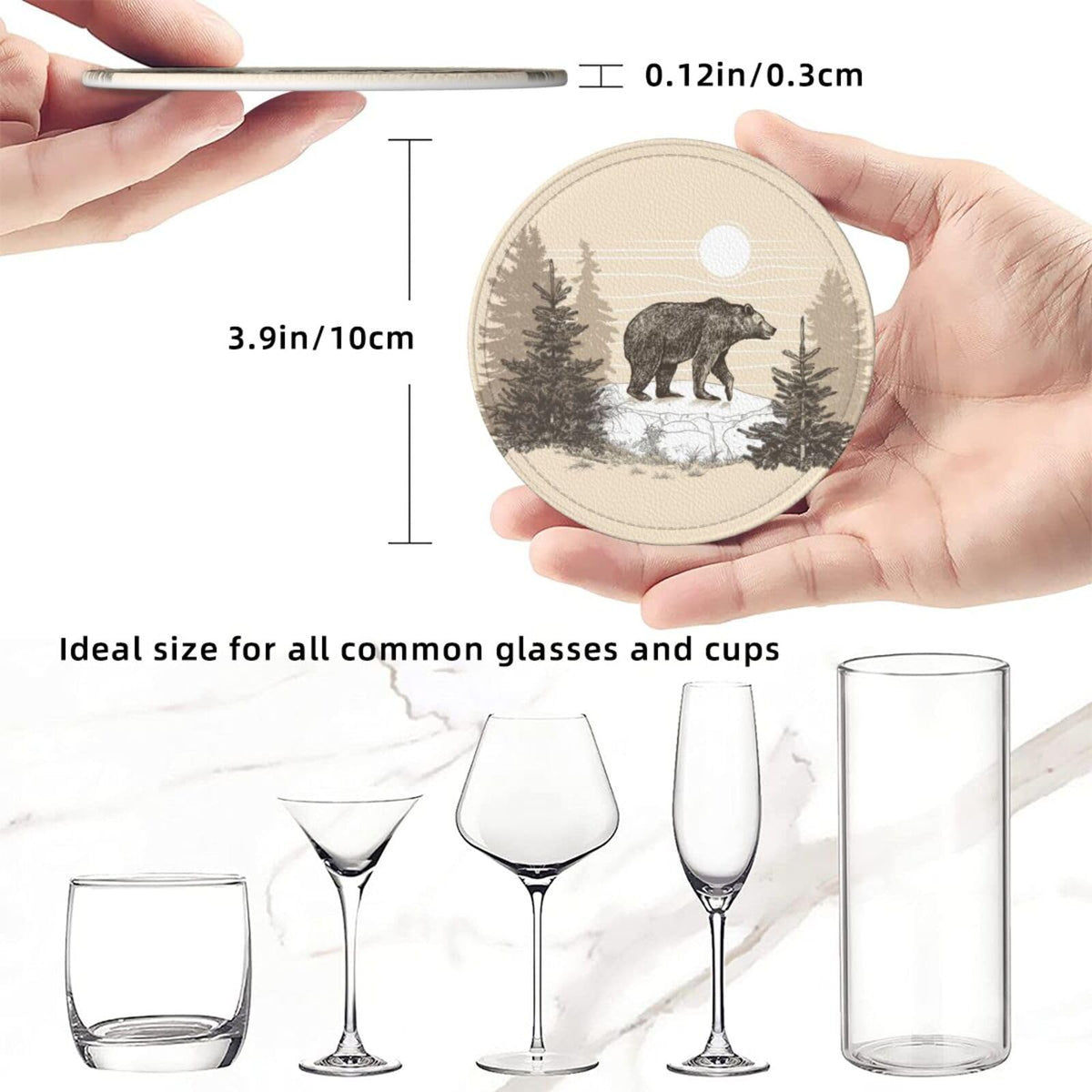 6 Pcs Leather Coasters with Holder A936302