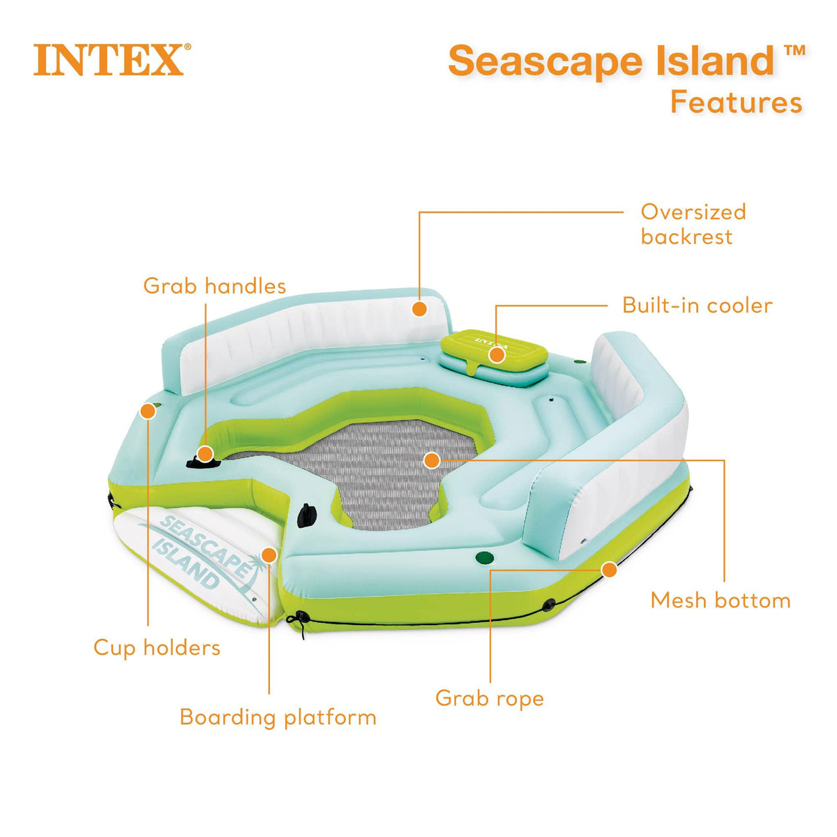 Inflatable Island Float with Built In Cooler and Cup Holder B629340