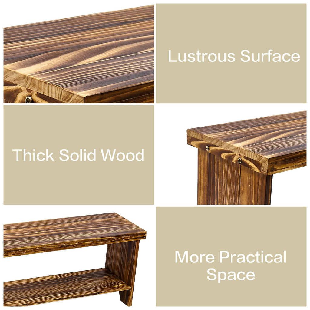 Solid Wood Entryway Bench with Storage Shelf V47566