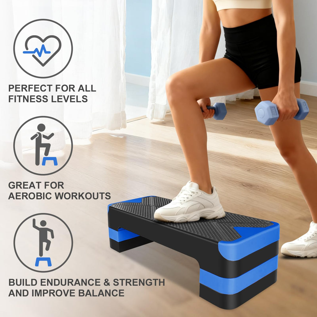 27" Adjustable Aerobic Step Platform with 4 Risers Q5381