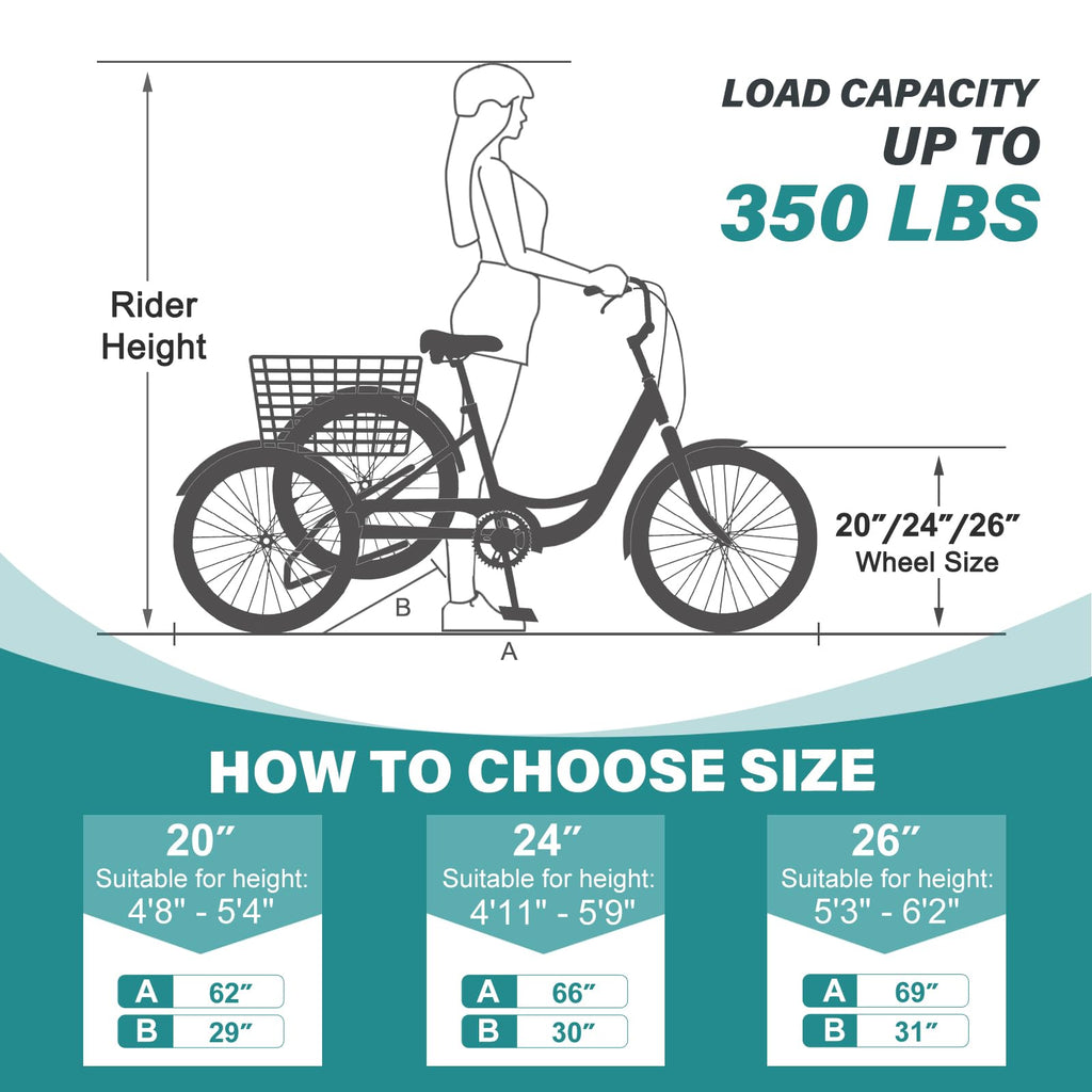 20/24/26 Inch 3 Wheel Bike T37853
