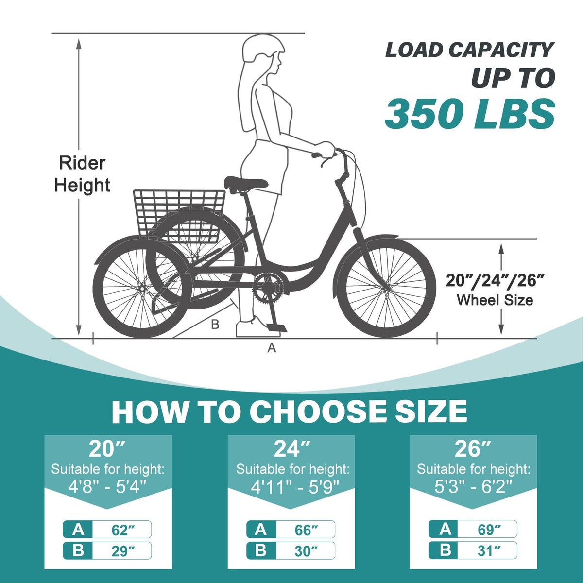 20/24/26 Inch 3 Wheel Bike T37853
