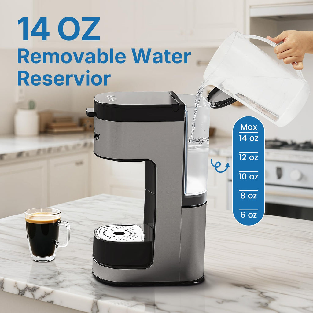 3-in-1 Single Serve Coffee Maker with Removable Water Reservoir, Black O920