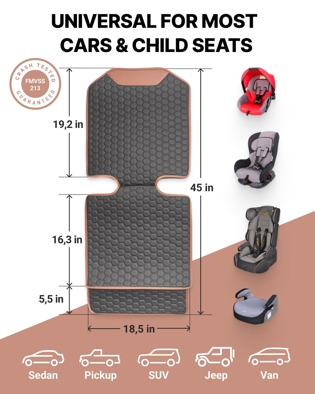Black-Brown Backless Booster, Waterproof Seat Protector & Backseat Organizer A7734