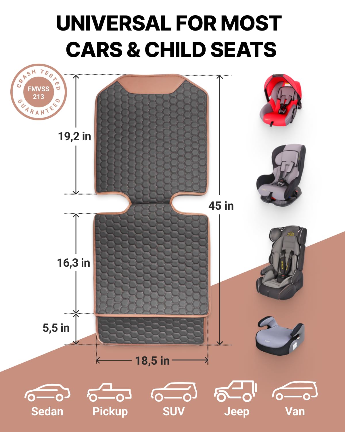Black-Brown Backless Booster, Waterproof Seat Protector & Backseat Organizer A7734