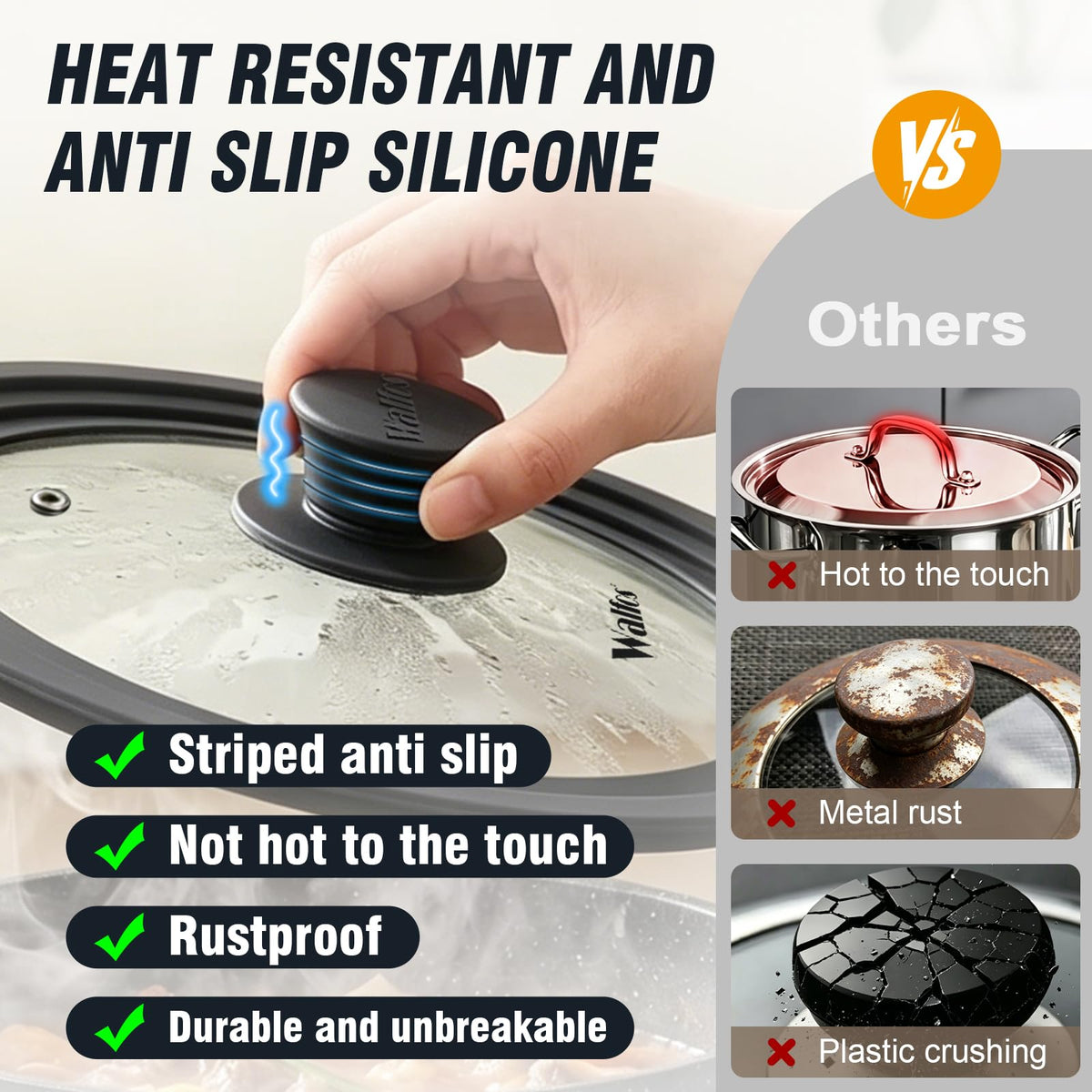 Universal Pan Lid with Heat Resistant Silicone Rim and Tempered Glass, Fits 8" to 12" Cookware S1951