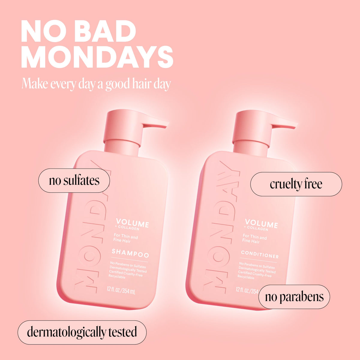 Volume Shampoo + Conditioner Set 12 oz Coconut Oil A134
