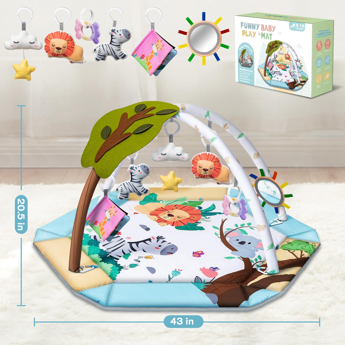 8-in-1 Tummy Time Play Mat & Ball Pit with 6 Toys P53603