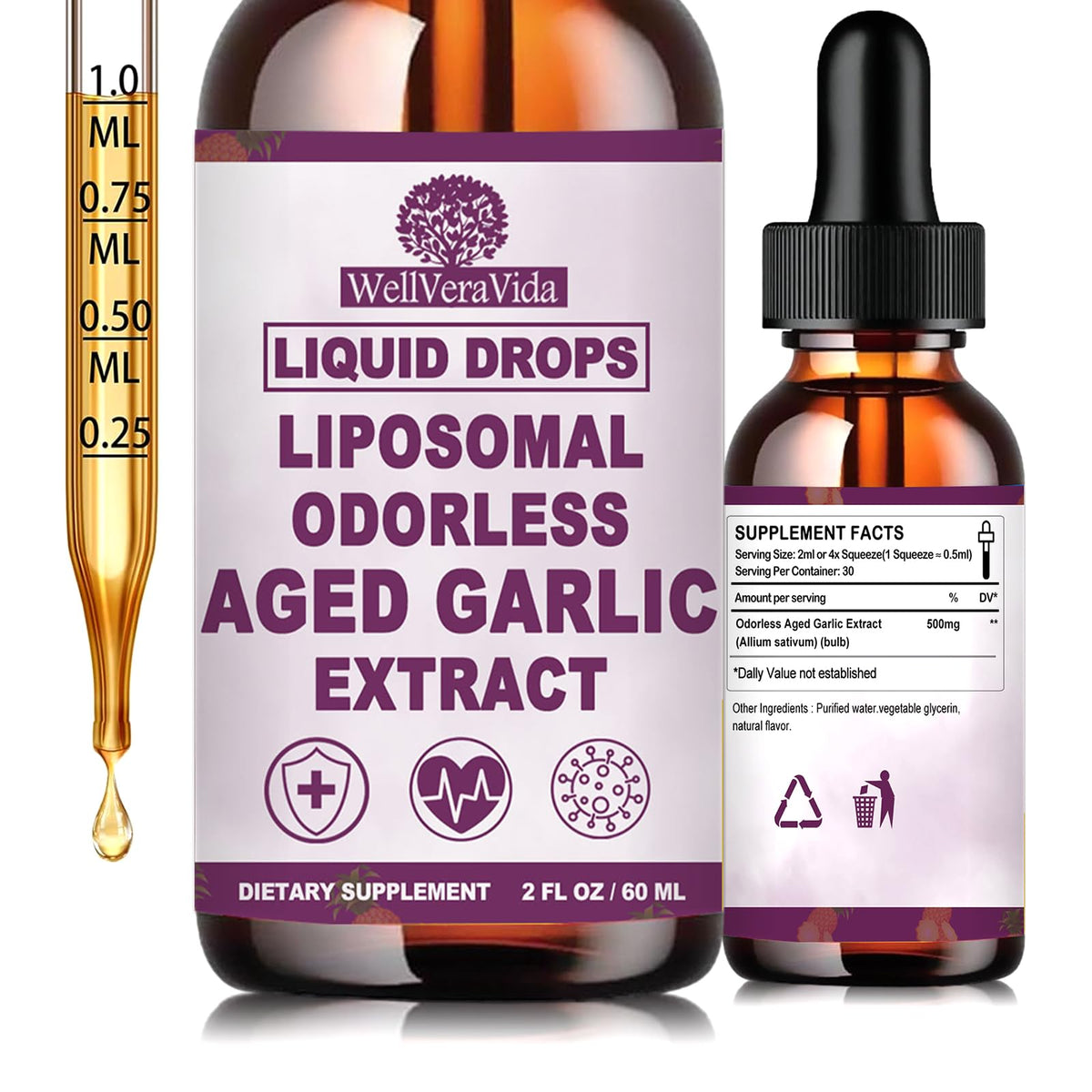 Organic Odorless Garlic Extract Liquid Drops 500mg I782