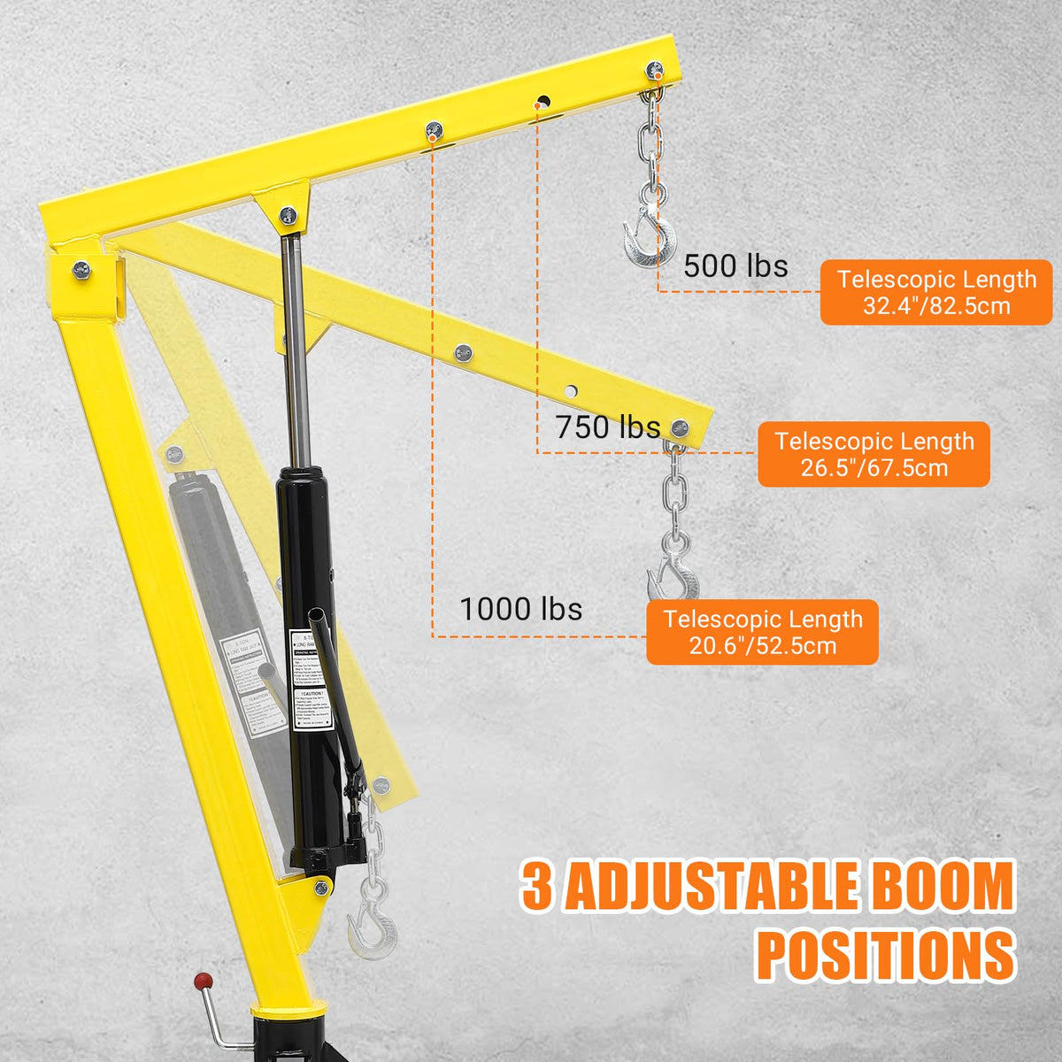1000 lbs 360° Swivel Hydraulic Pickup Truck Crane X7433