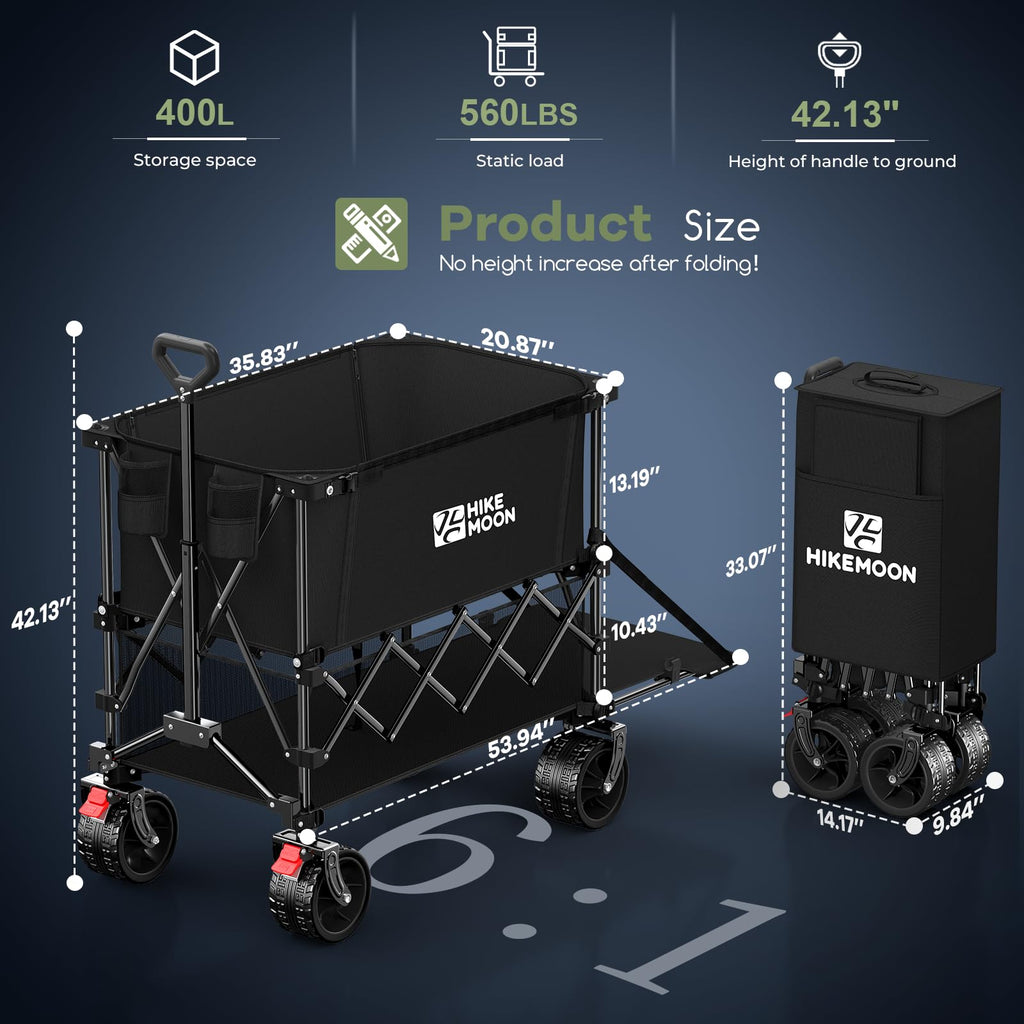 Collapsible Wagon with Extended Tailgate, Black Q677042