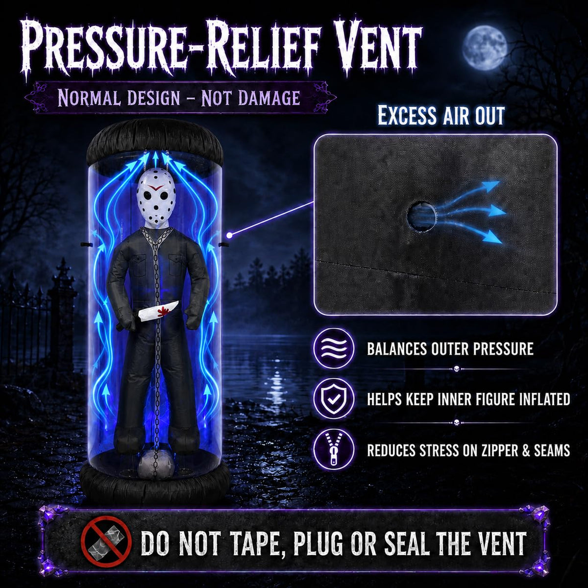 7.6FT Halloween Inflatable Outdoor Decoration with Blue LED Lights N7579