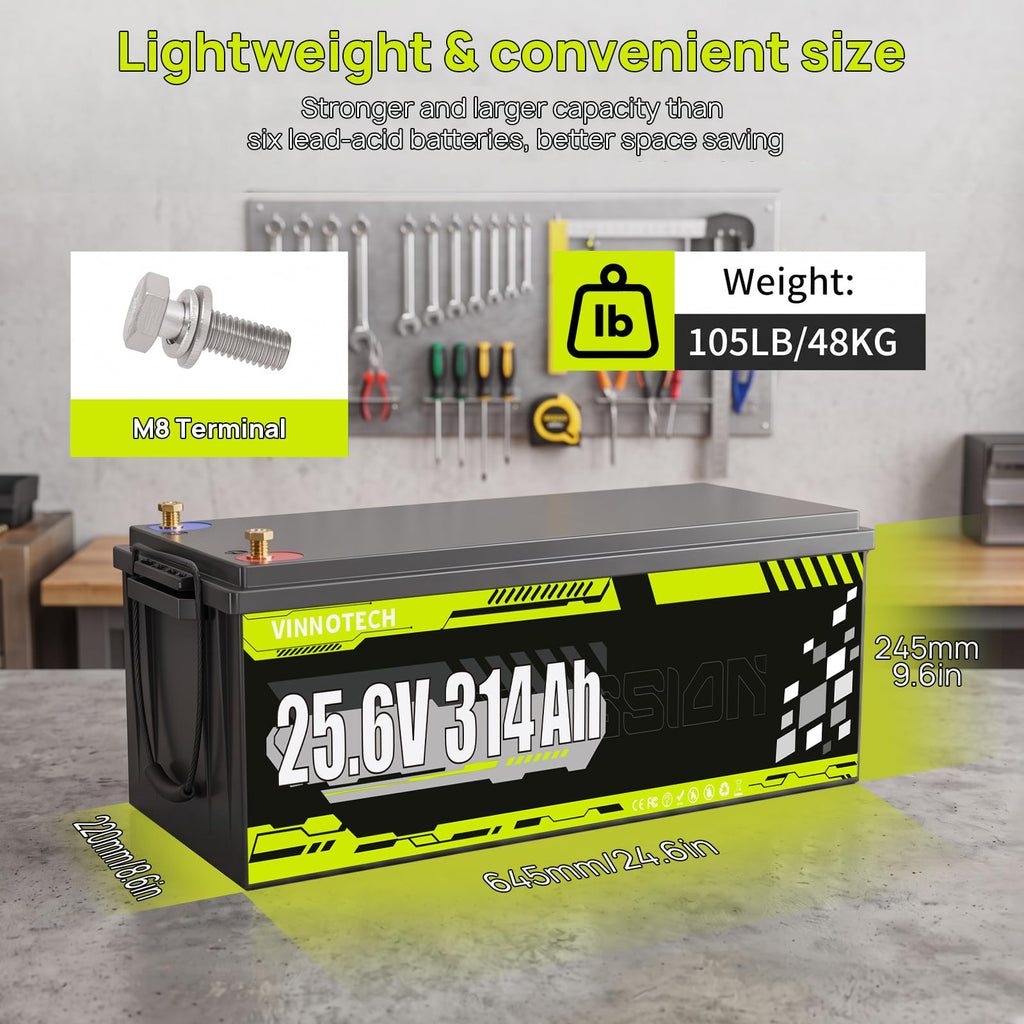 24V 300Ah LiFePO4 Lithium Battery with 200A Smart BMS G645512