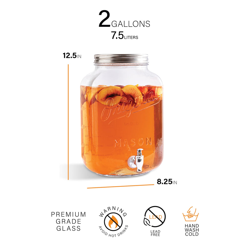2 Gallon Glass Drink Dispenser with Spigot P40750