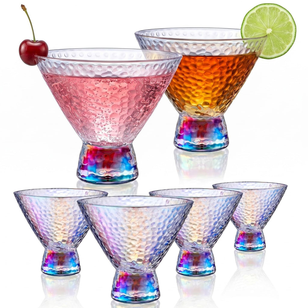Set of 6 Stemless Martini Glasses 9oz Multicolor H834353