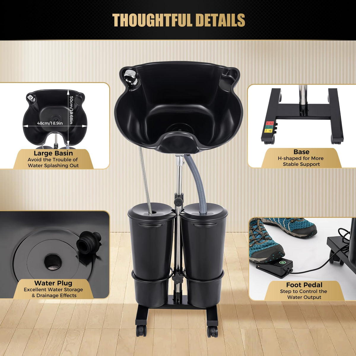 Portable Height Adjustable Shampoo Bowl A126