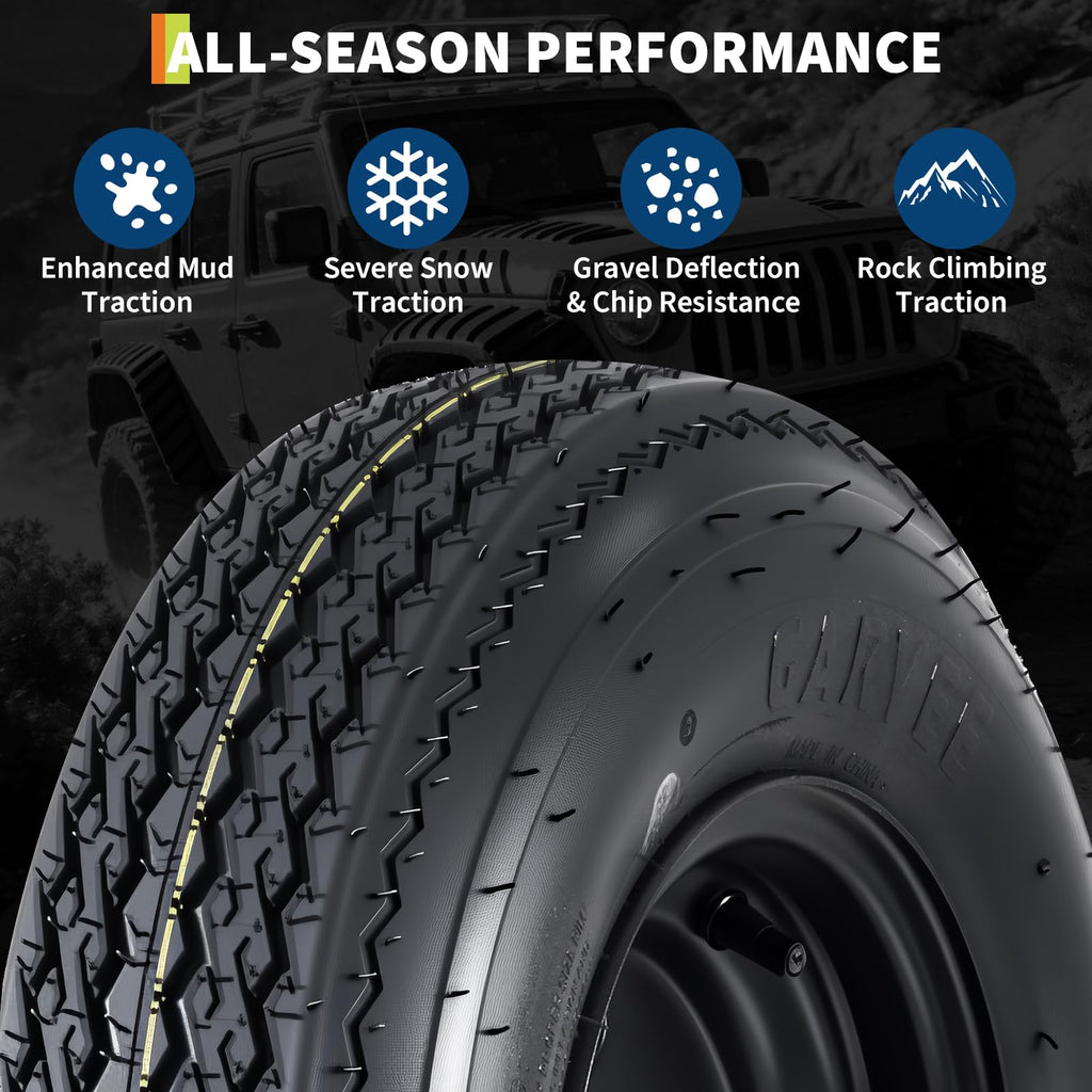 2-Pack Trailer Tire on Rim 4.80-8 4 Lug Black N8783