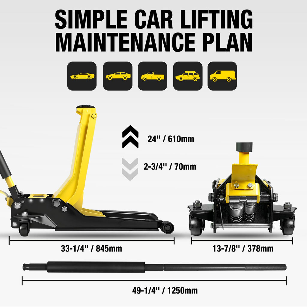 2 Ton Low Profile Hydraulic Floor Jack with Foot Pedal E692