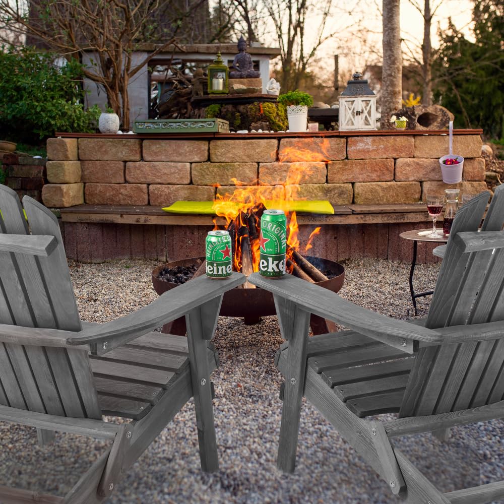 Wooden Folding Adirondack Chair Set of 2 Solid Cedar Y139