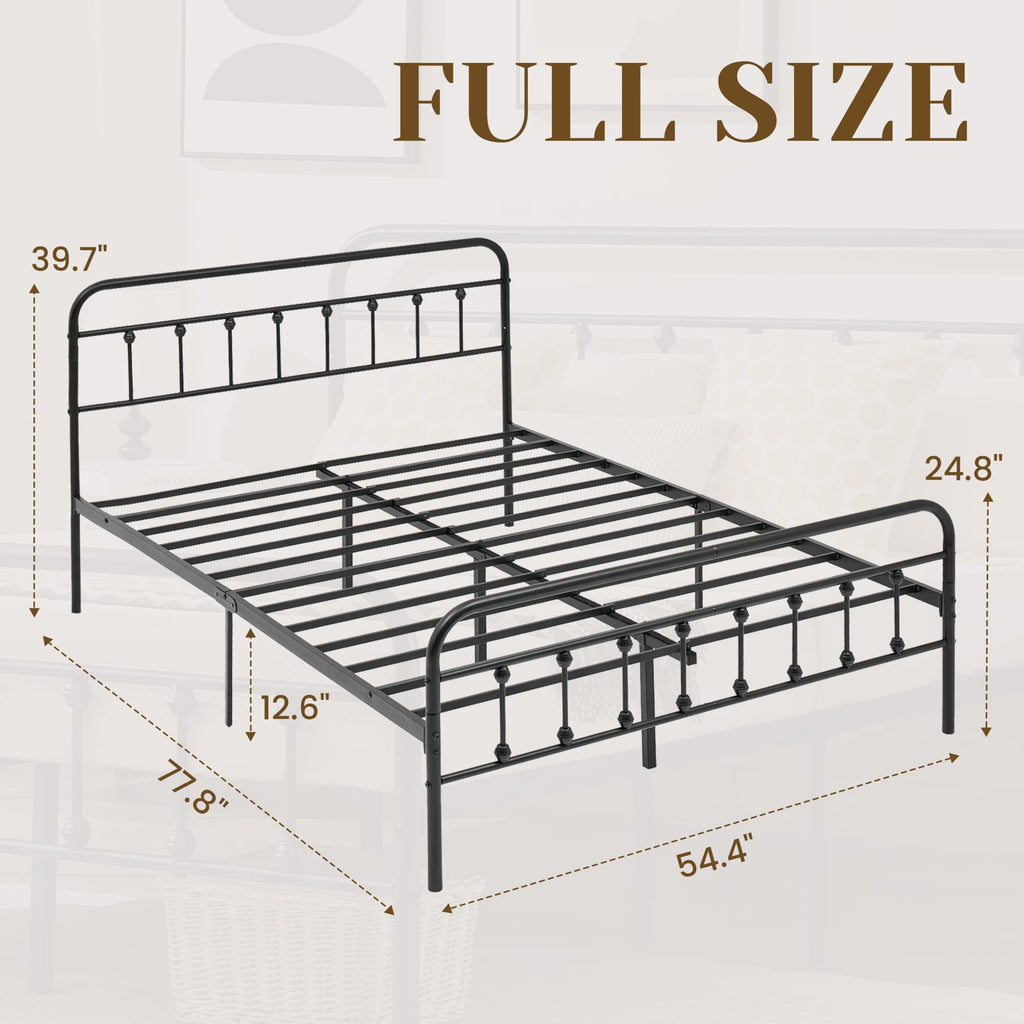 Full Metal Platform Bed Frame with Headboard and Footboard A25210