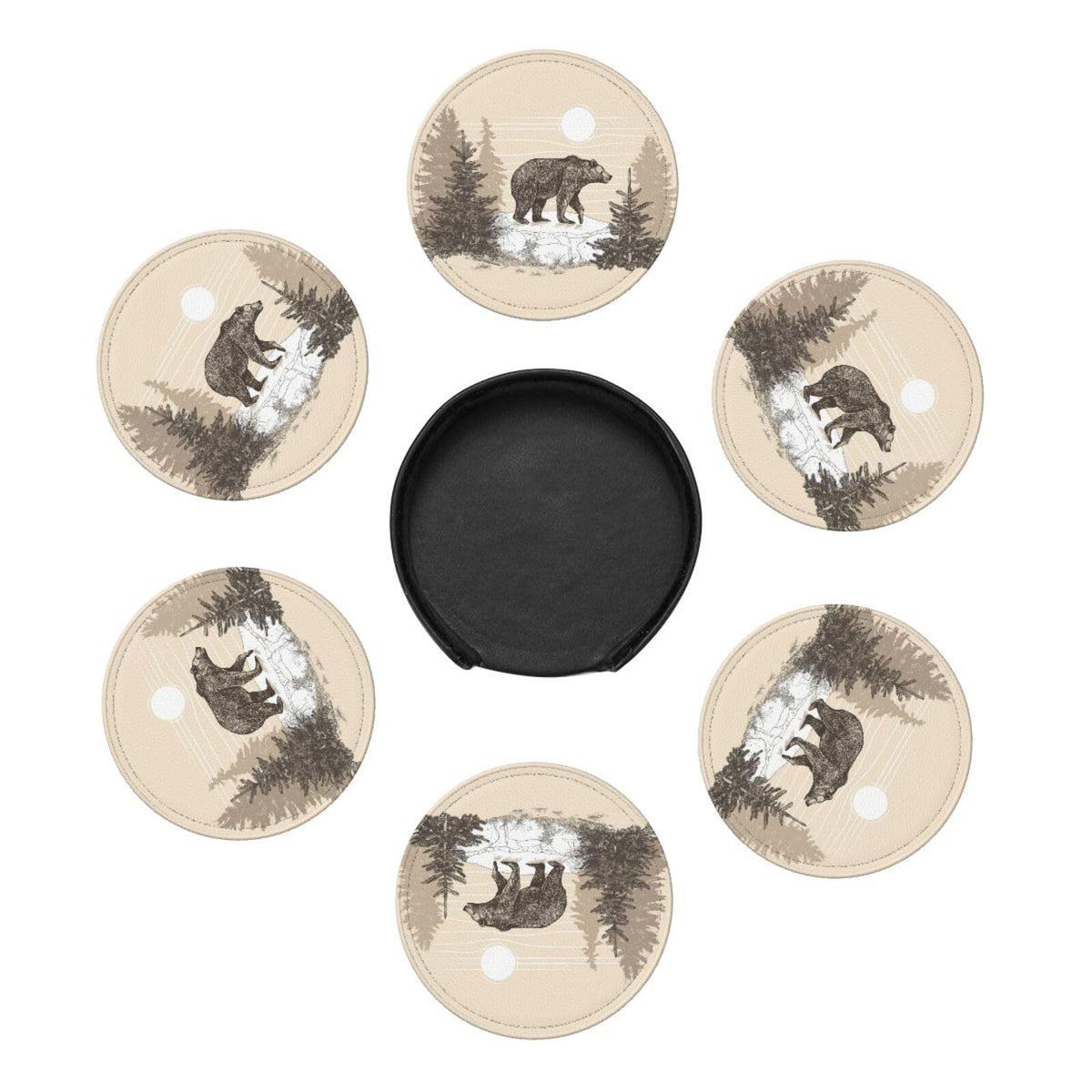 6 Pcs Leather Coasters with Holder A936302
